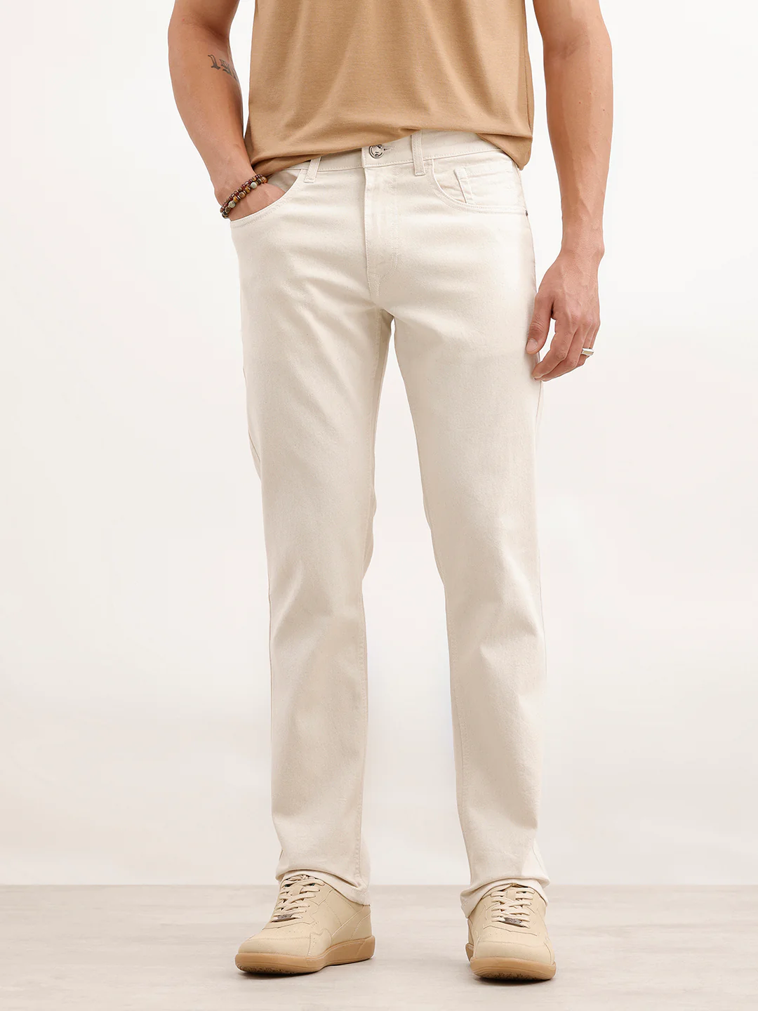 Straight Fit Denim Jeans | Ecru