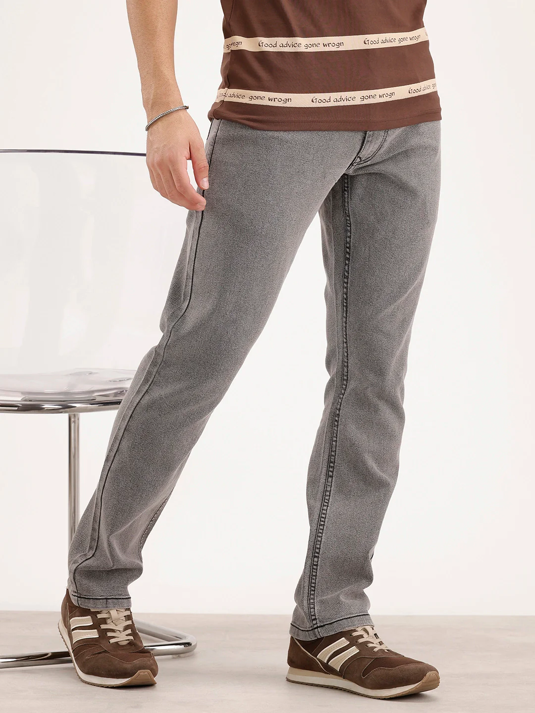 Straight Fit Denim Jeans | Grey