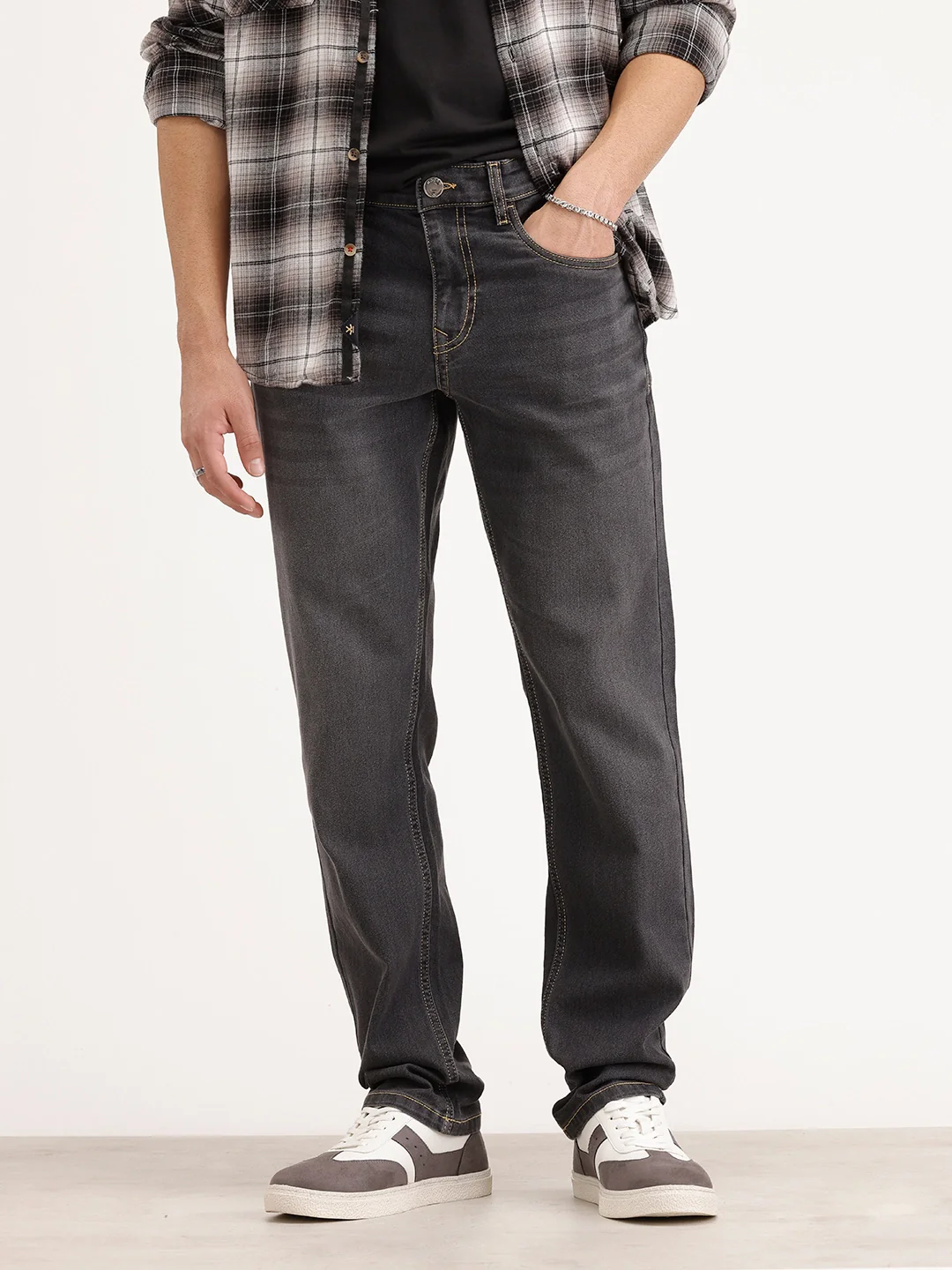 Straight Fit Denim Jeans | Grey