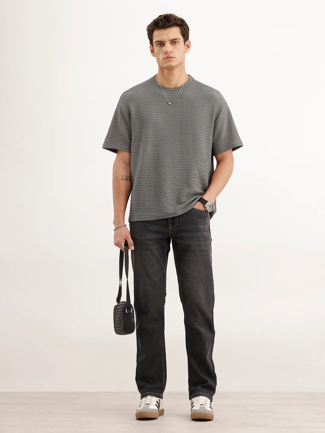 Straight Fit Faded Denim Jeans | Grey - Image 2