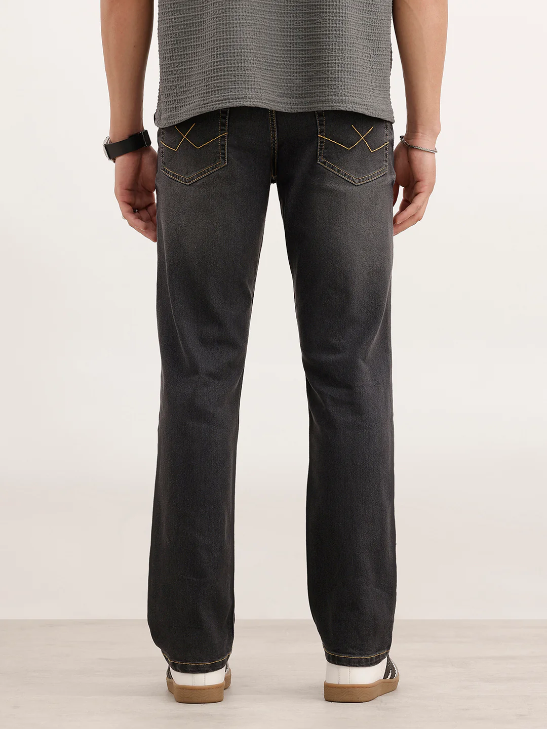 Straight Fit Faded Denim Jeans | Grey - Image 3