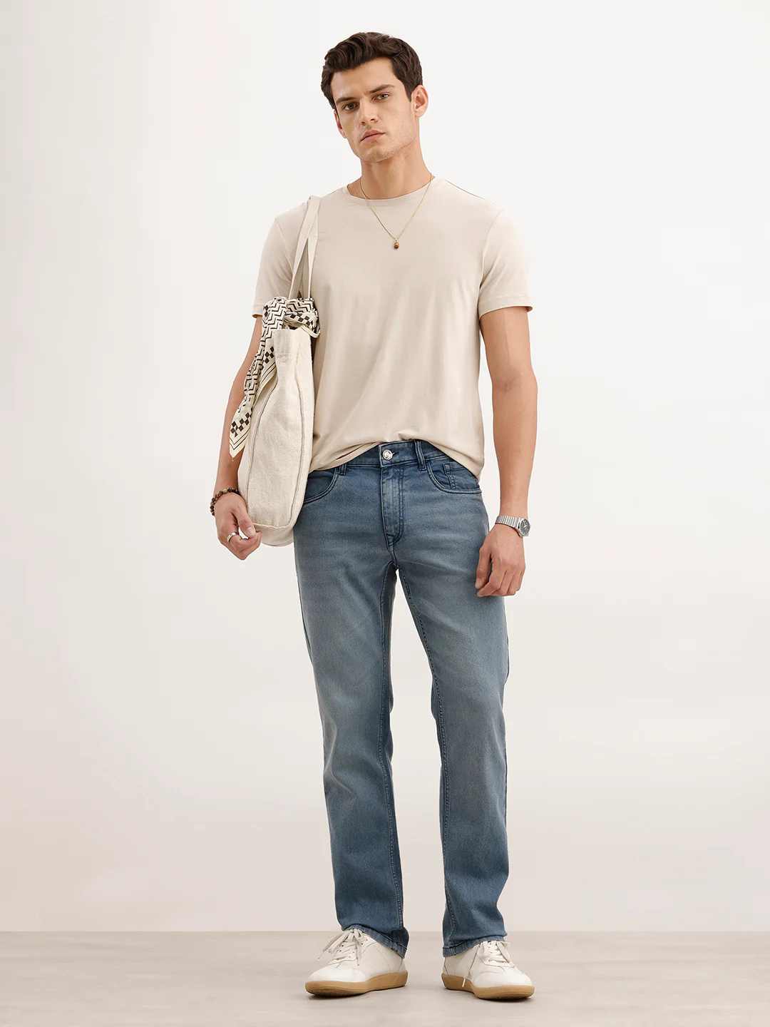 Straight Fit Faded Denim Jeans | Light Blue - Image 2