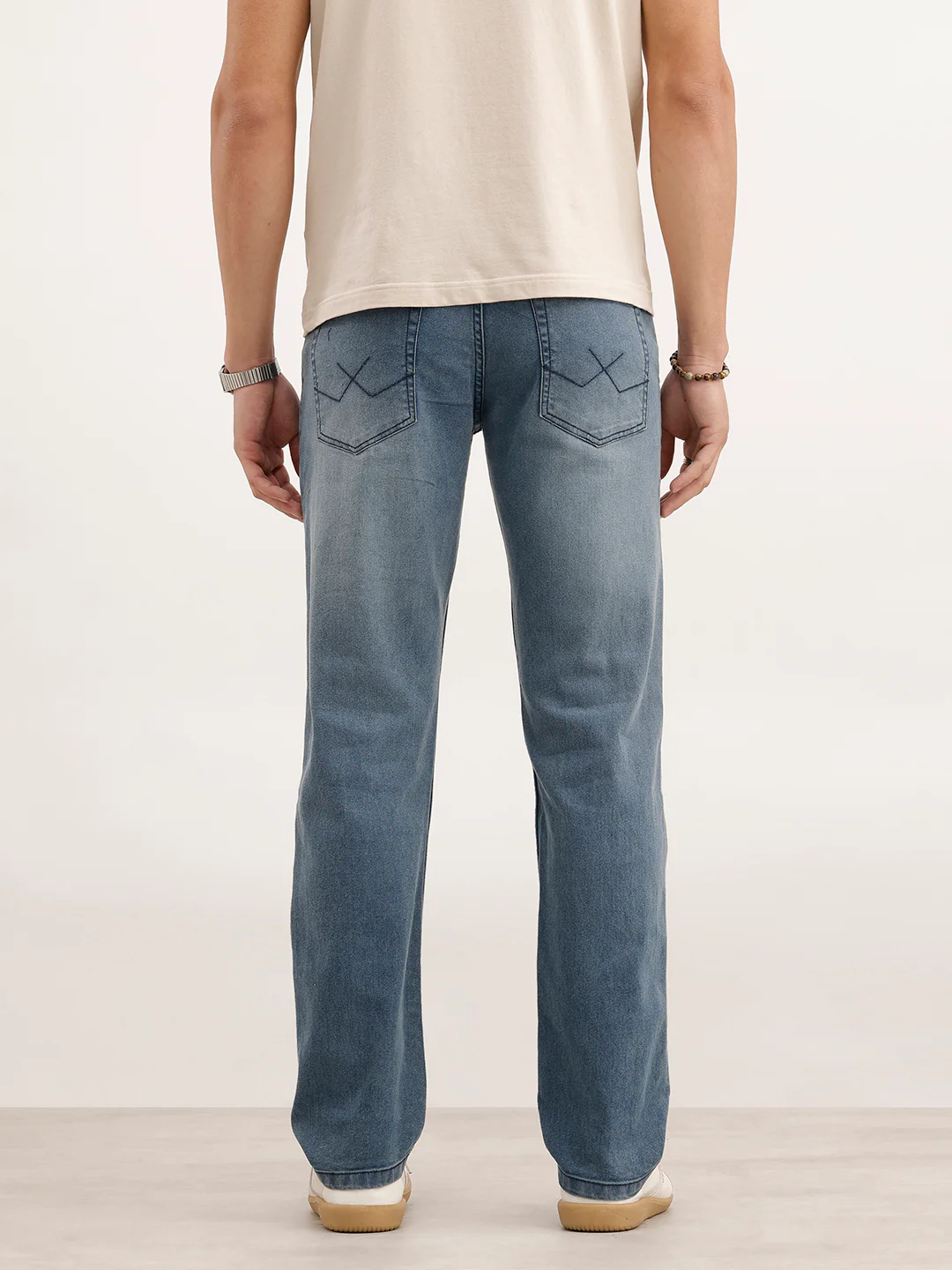 Straight Fit Faded Denim Jeans | Light Blue - Image 3