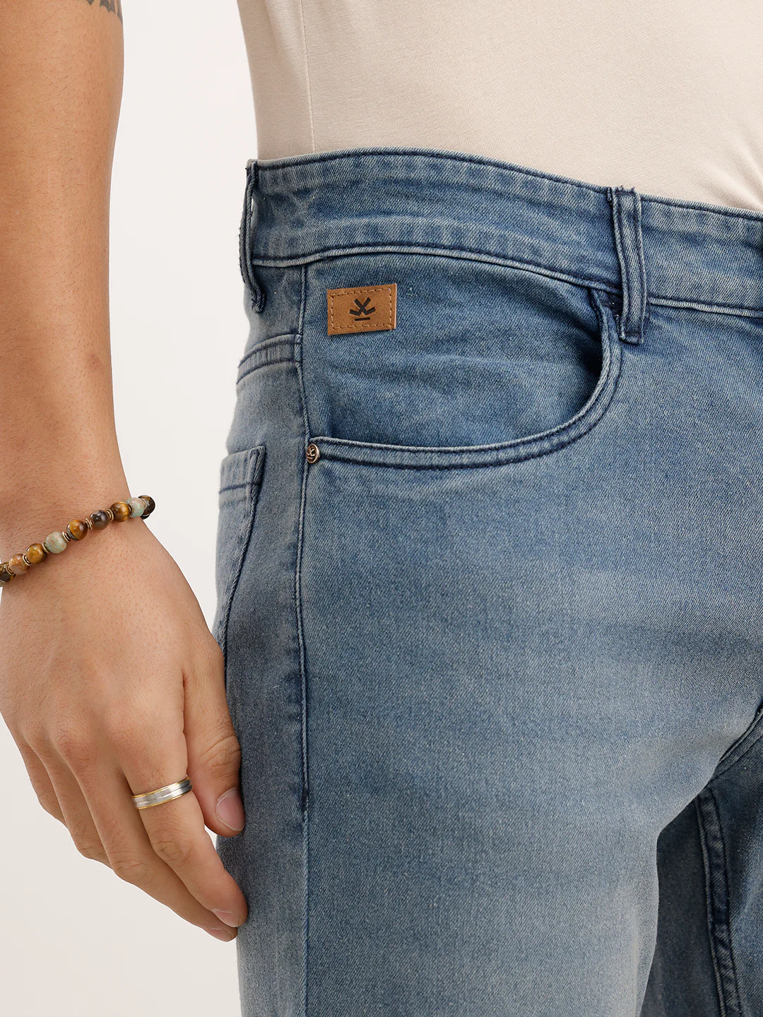 Straight Fit Faded Denim Jeans | Light Blue - Image 5