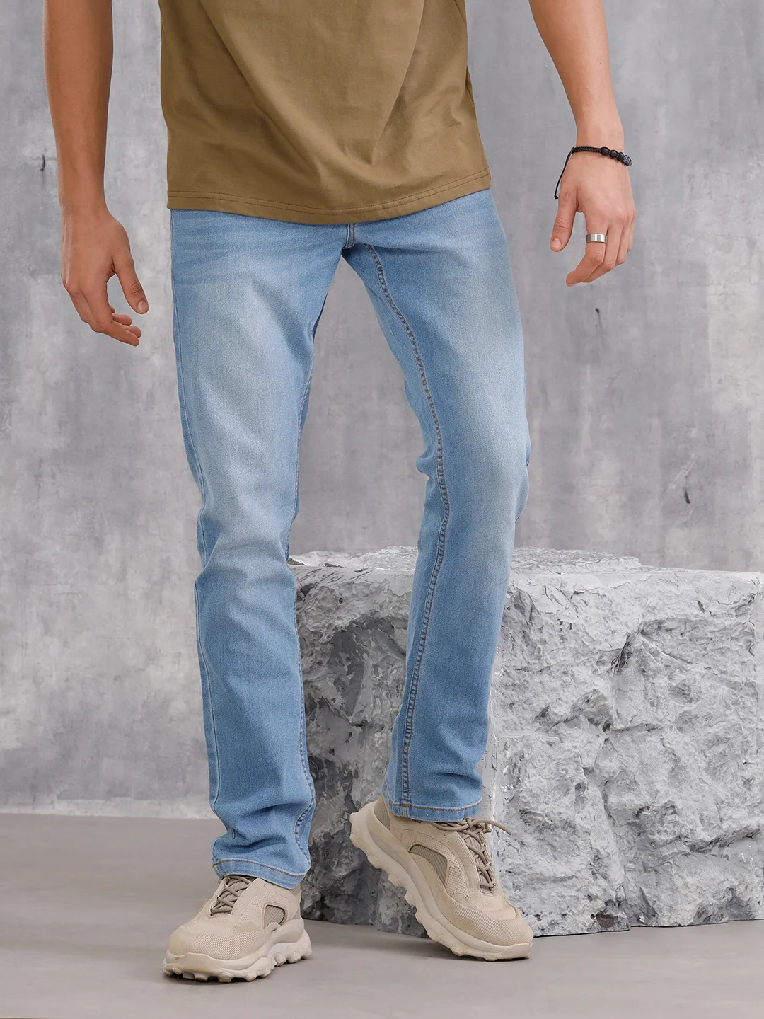 Straight Fit Midstone Washed Jeans | Midstone