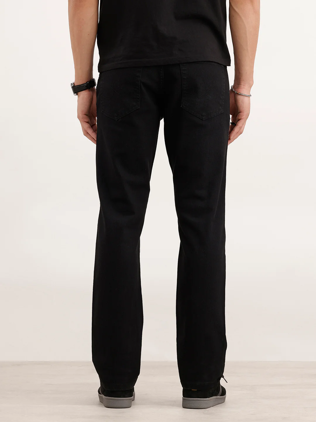 Straight Fit Solid Denim Jeans | Black - Image 3