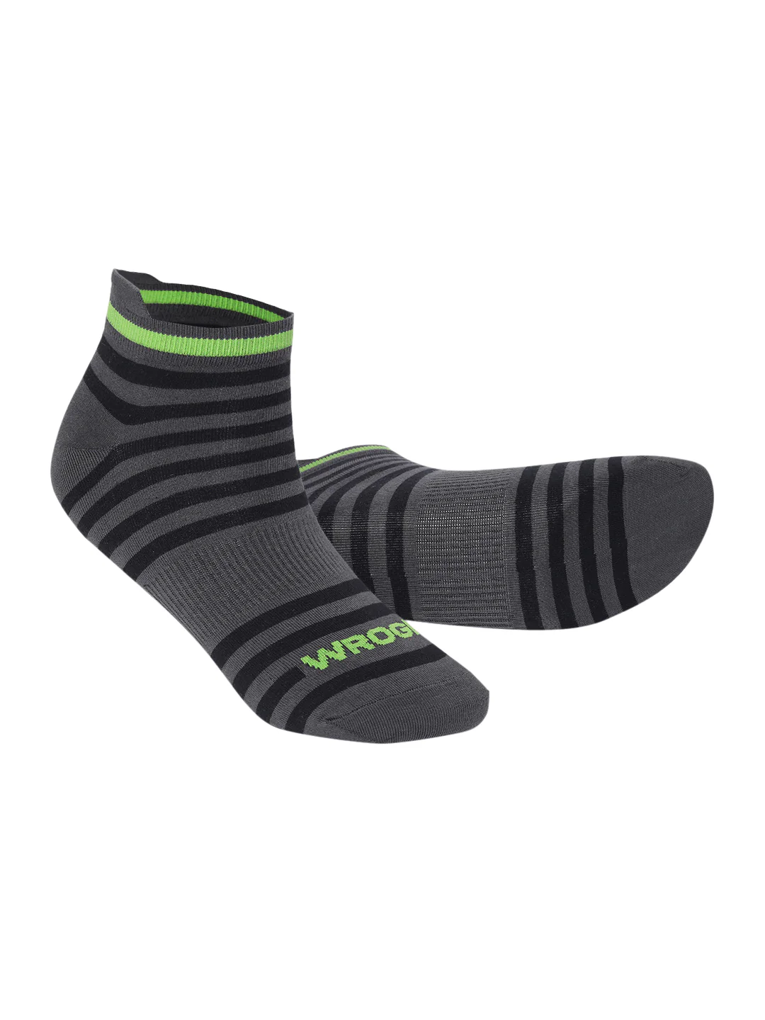Striped Comfort White & Grey Ankle Socks Pack of 2 - Image 3