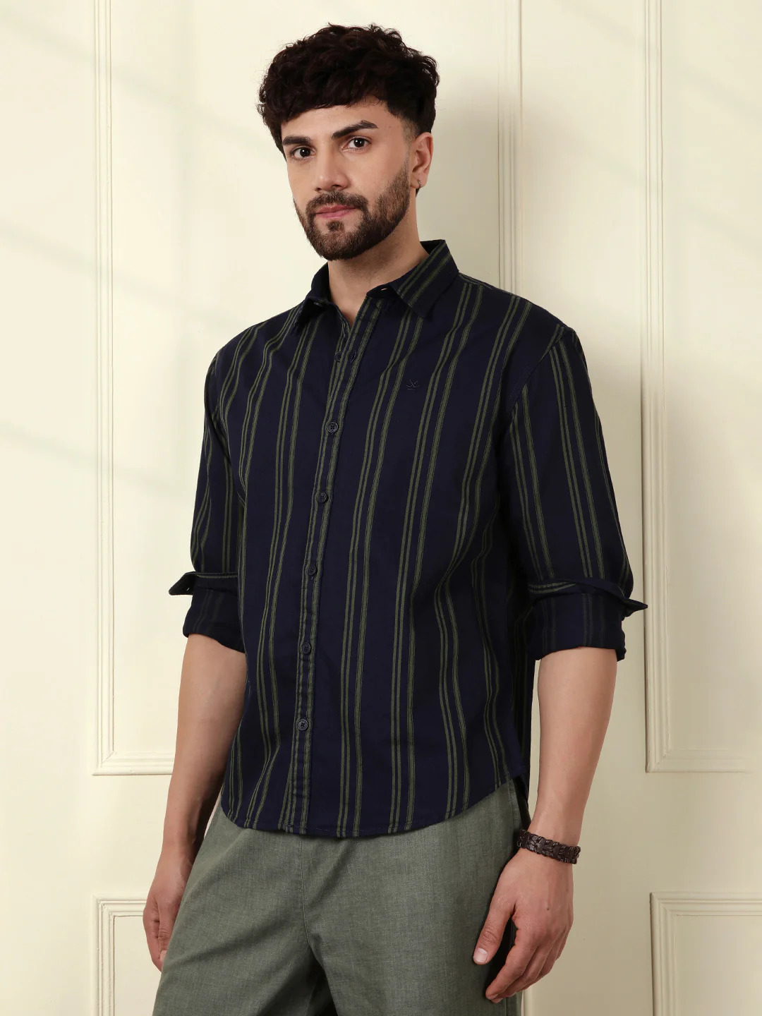 Sharp Striped Comfort Fit Shirt | Green