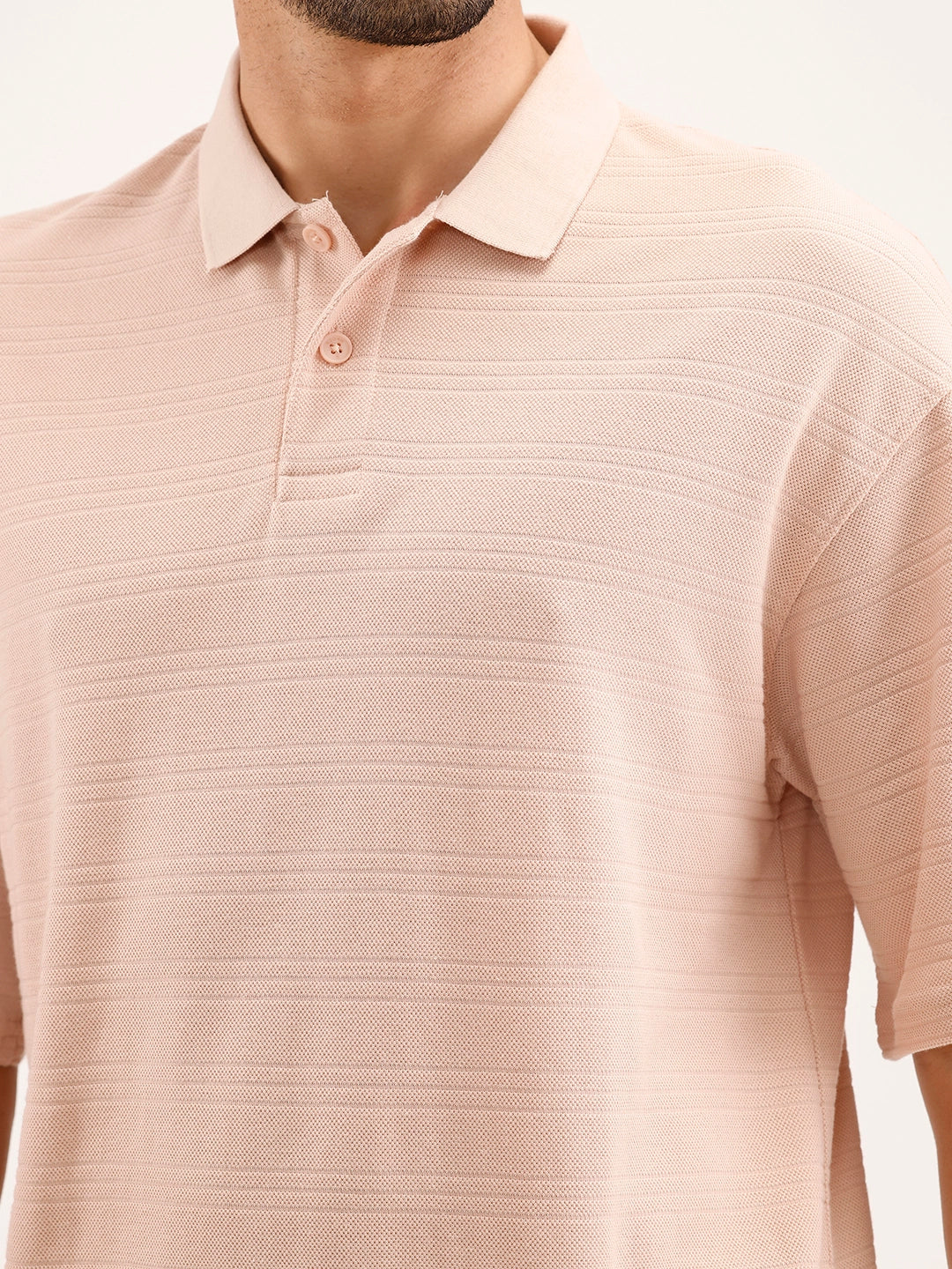 Textured Oversized Polo T-Shirt | Pink - Image 5