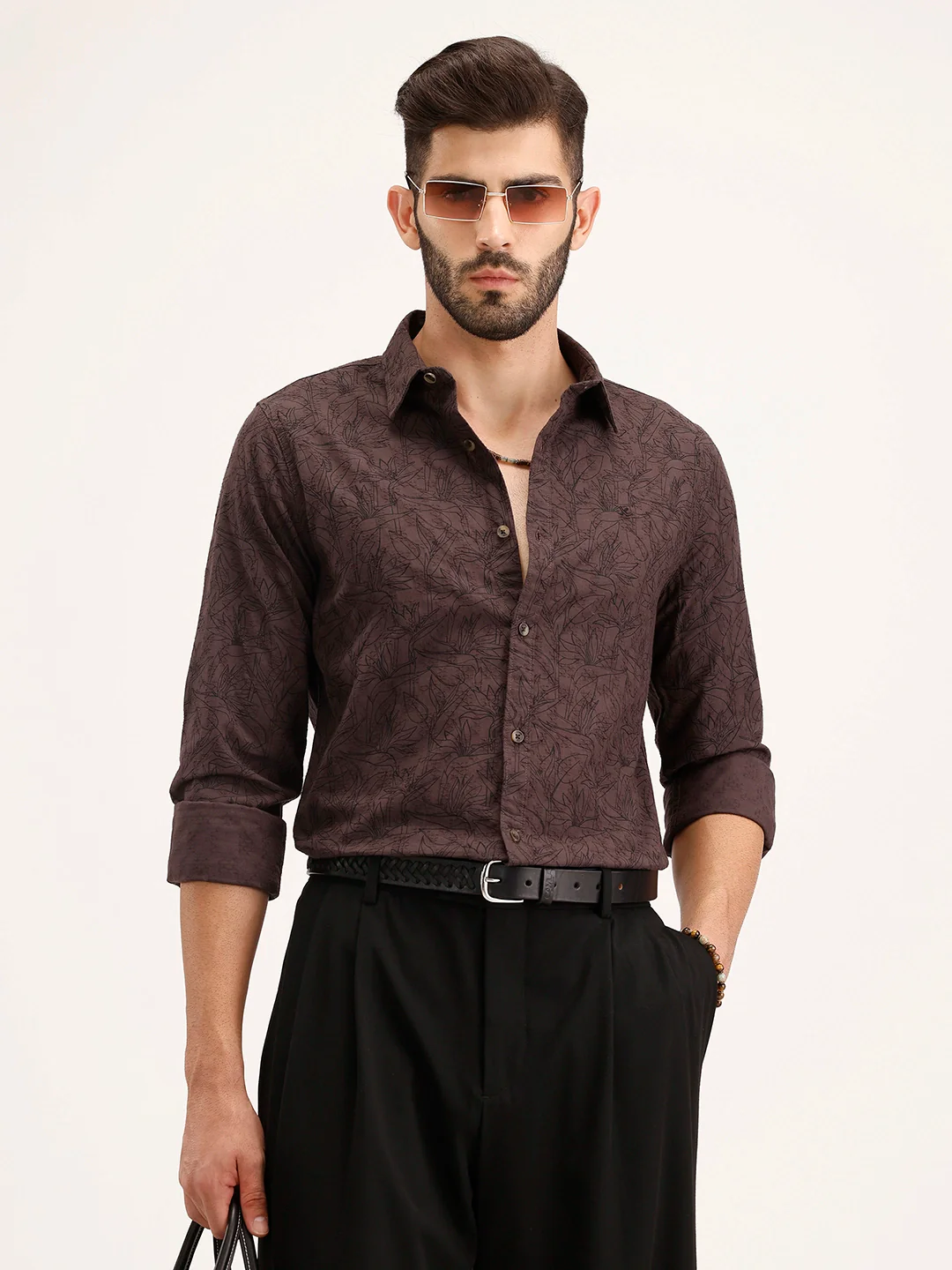 Textured Regular Fit Shirt | Brown