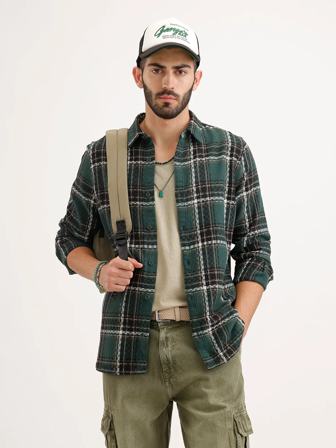 Textured Regular Fit Shirt | Dark Green