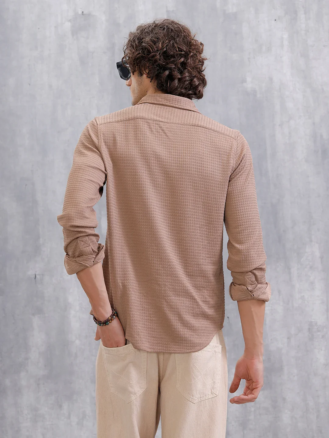 Textured Regular Fit Shirt | Khaki - Image 3