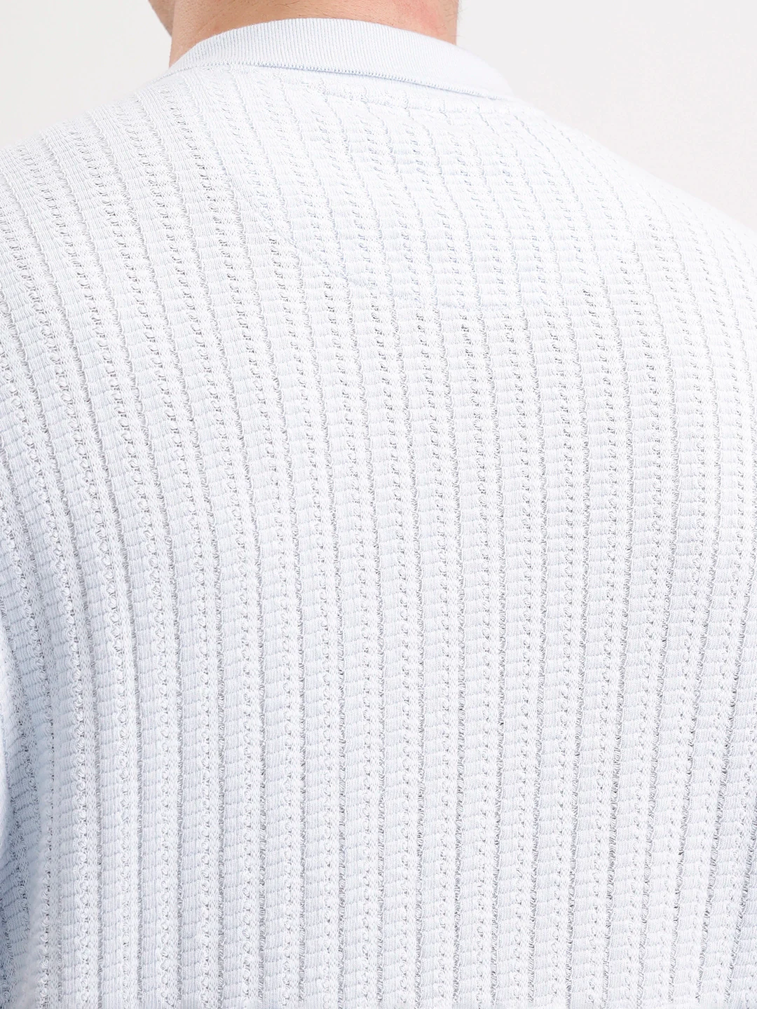 Textured Slim Fit Polo T-Shirt | Light Blue - Image 5