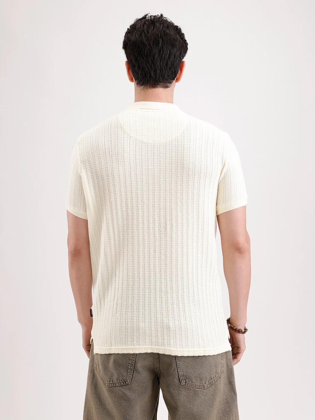 Textured Slim Fit Polo T-Shirt | Yellow - Image 3