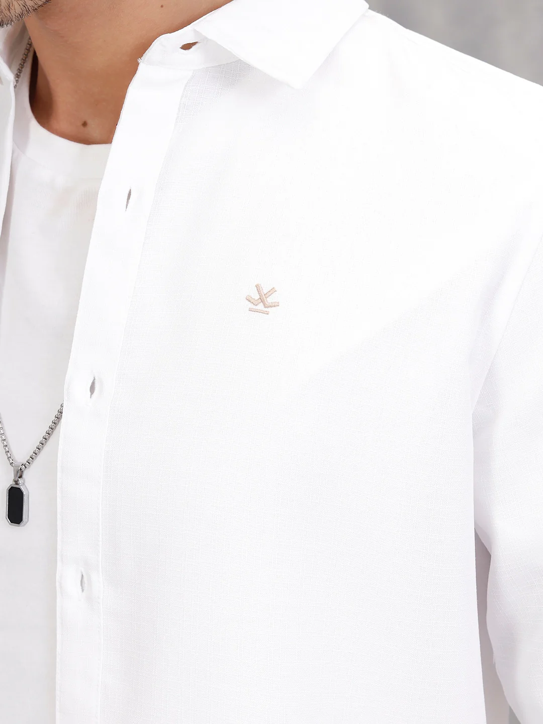 Textured Solid Shirt In Slim Fit | White - Image 4