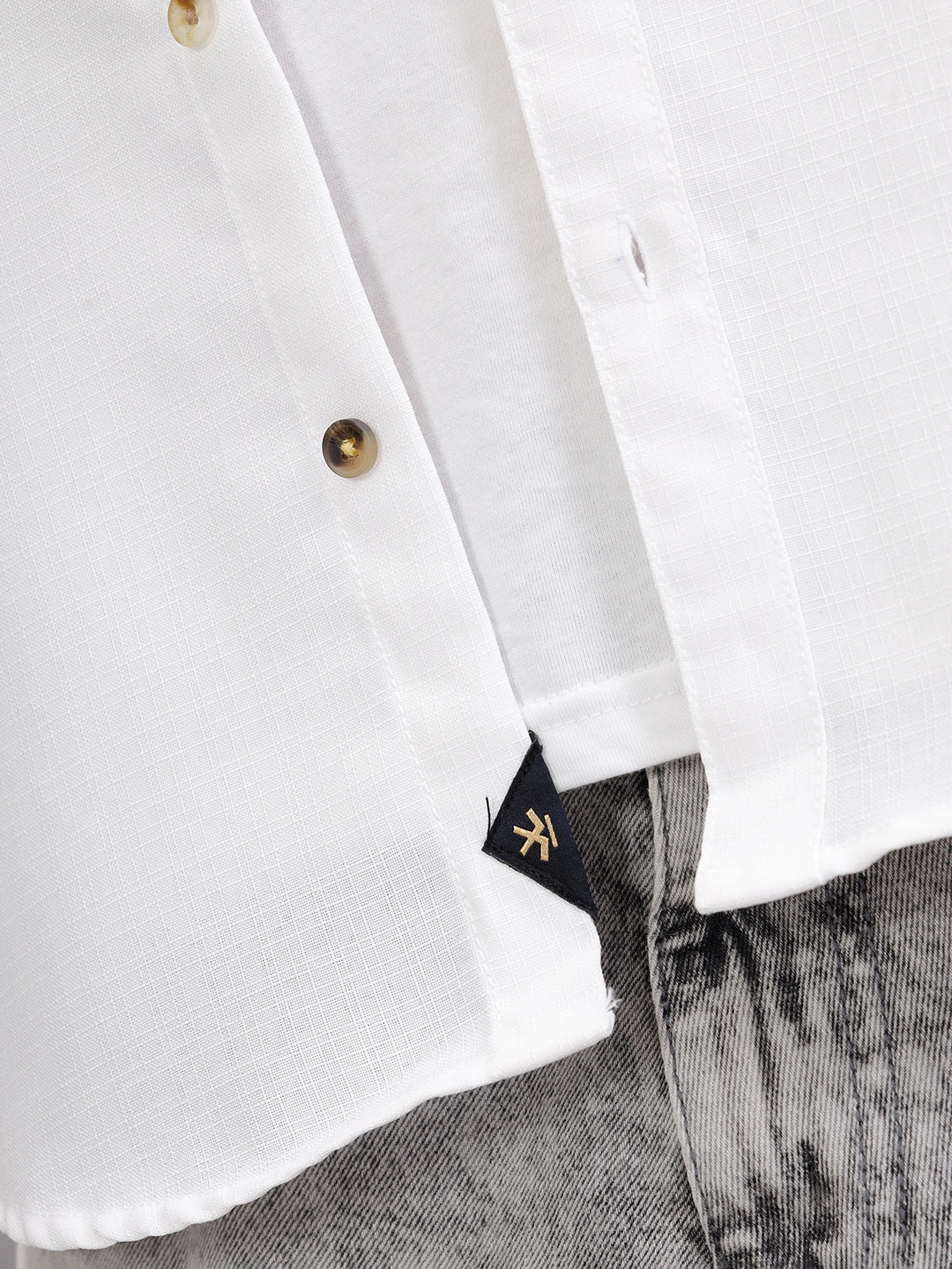 Textured Solid Shirt In Slim Fit | White - Image 5