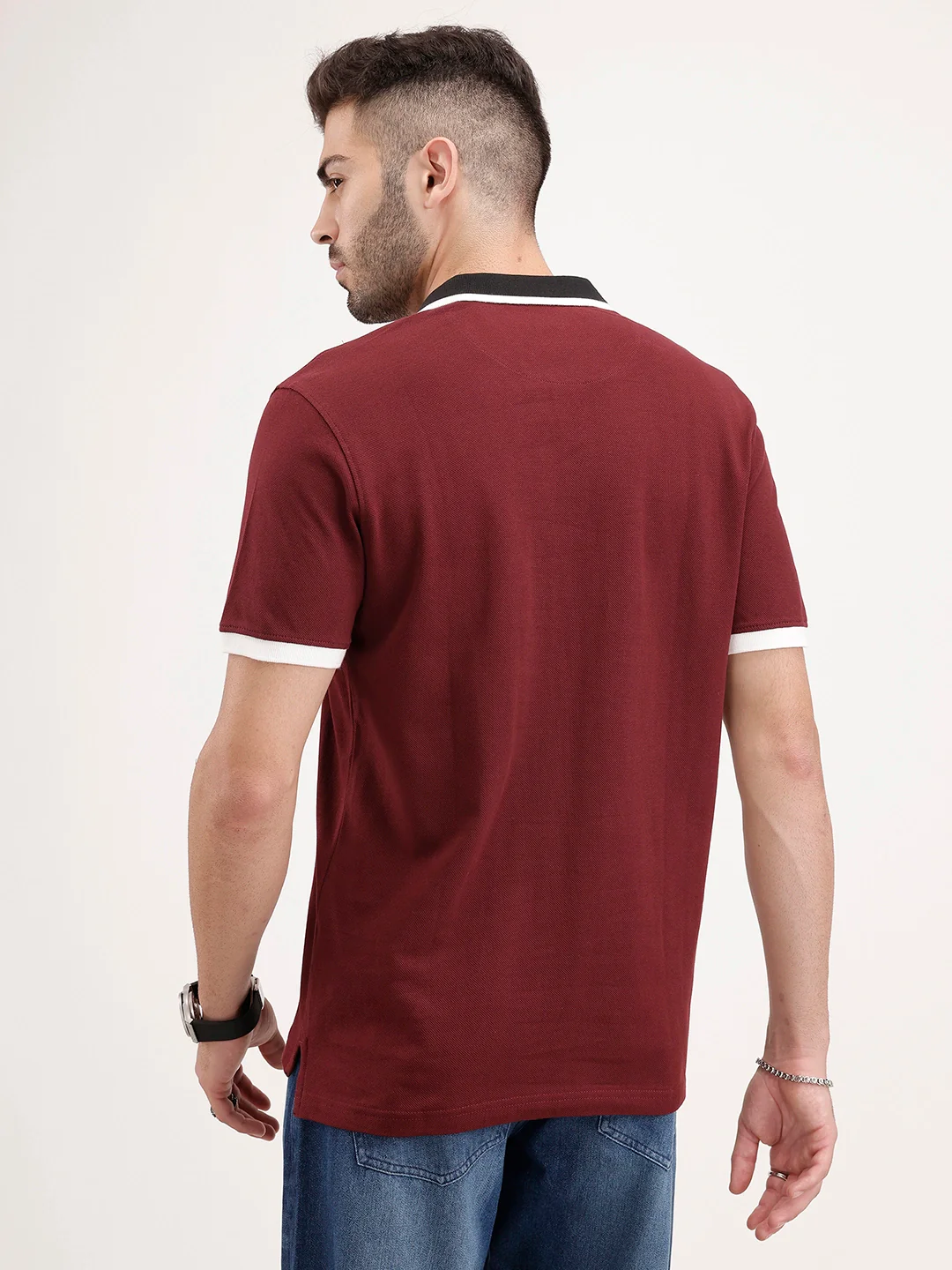 Tipping Collar Polo T-Shirt | Maroon - Image 3
