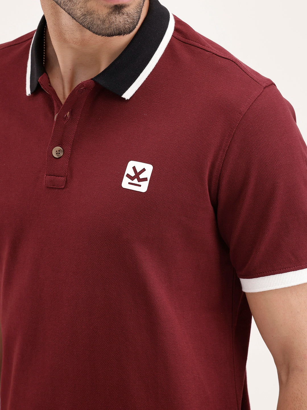 Tipping Collar Polo T-Shirt | Maroon - Image 5