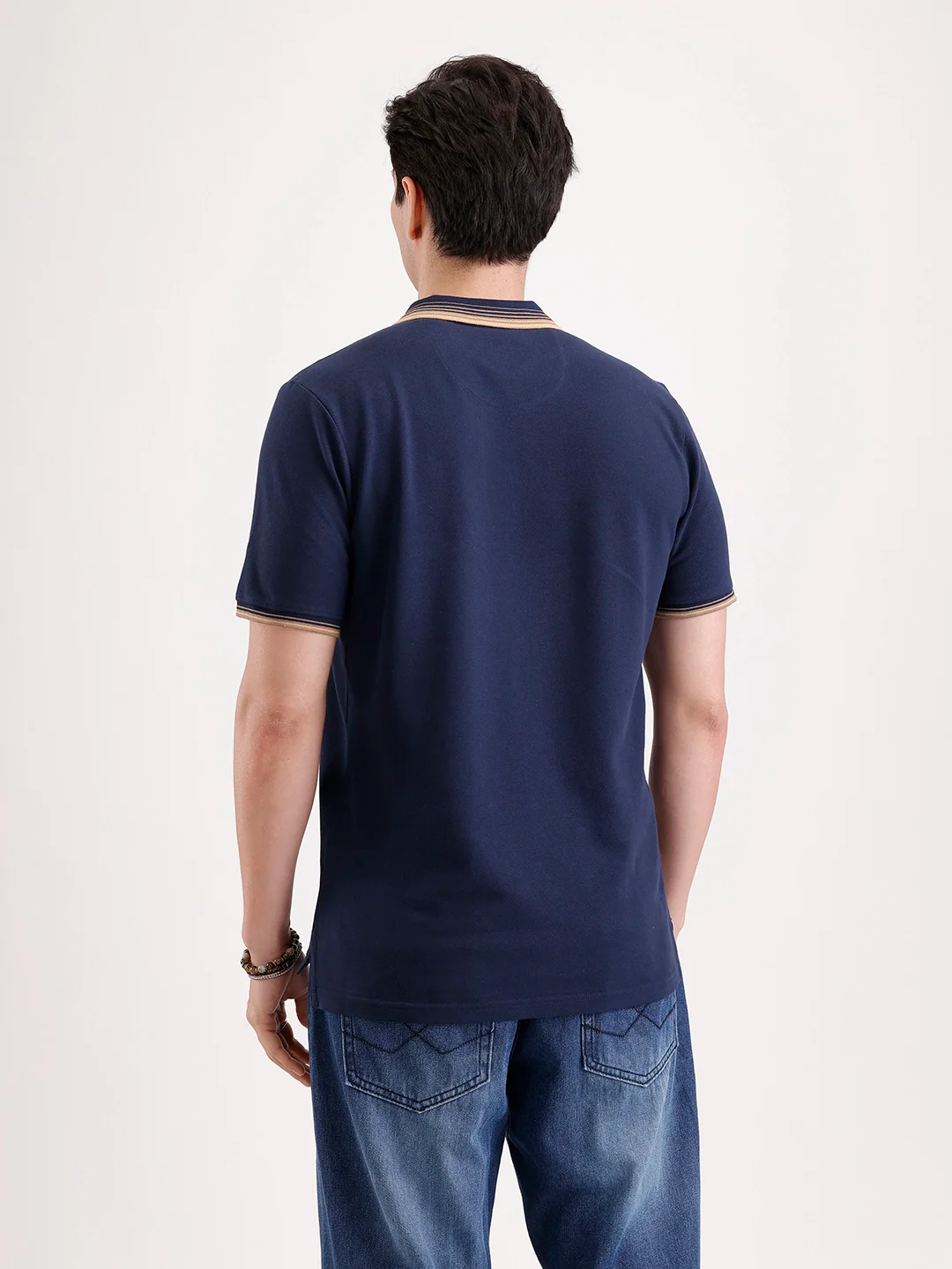 Tipping Collar Polo T-Shirt | Navy Blue - Image 3