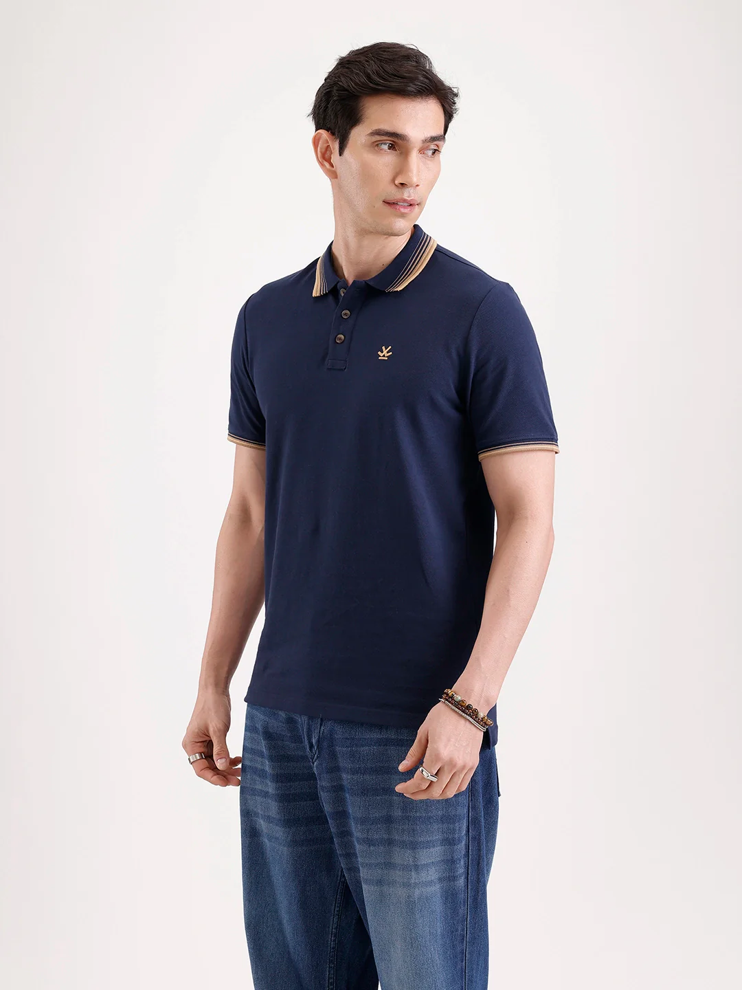 Tipping Collar Polo T-Shirt | Navy Blue - Image 4