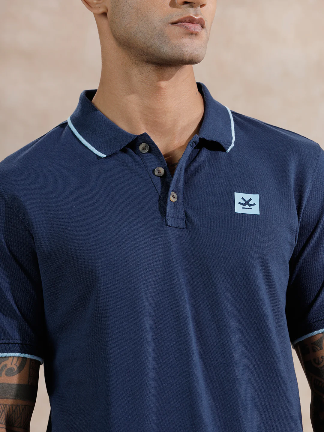 Tipping Collar Slim Fit Polo T-Shirt | Navy Blue - Image 5