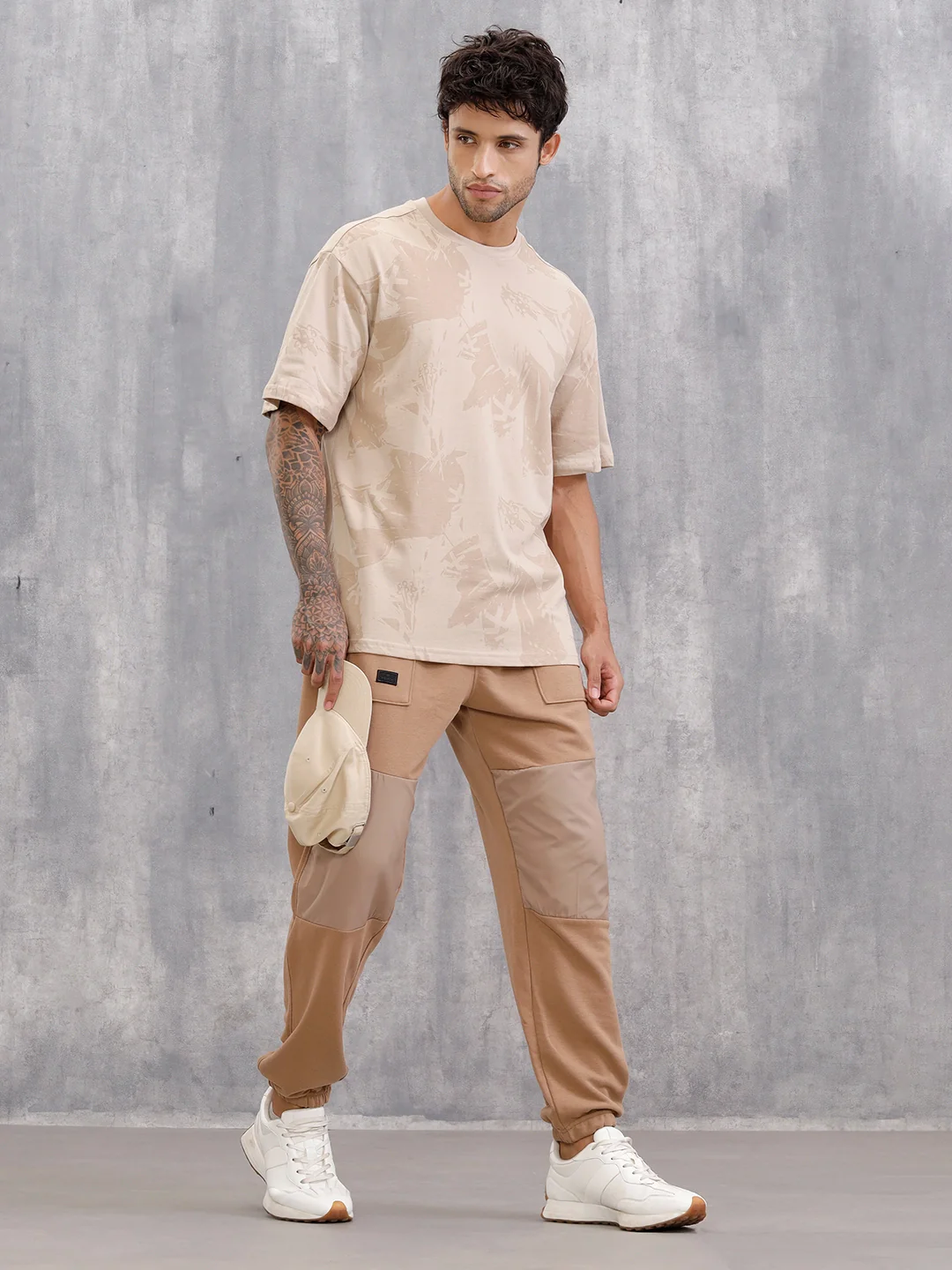 Tonal Aop Printed Oversized Fit T-shirt | Khaki - Image 2