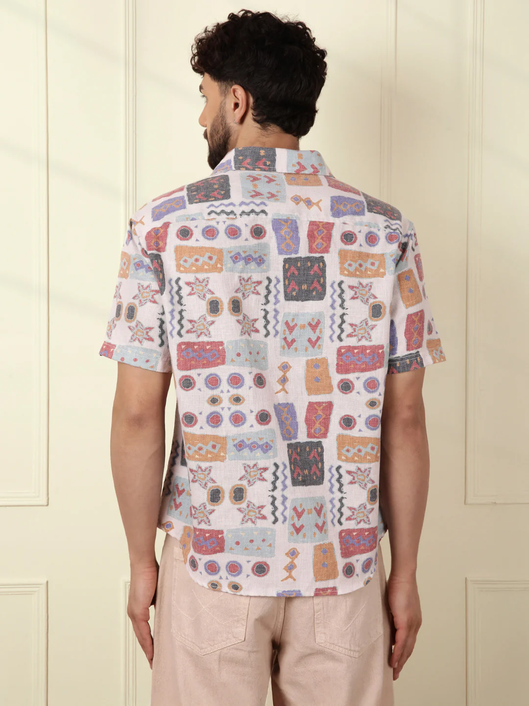 Abstract Printed Open Dobby Shirt | Multicolor - Image 4