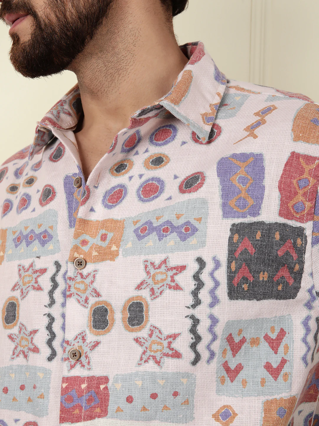 Abstract Printed Open Dobby Shirt | Multicolor - Image 5