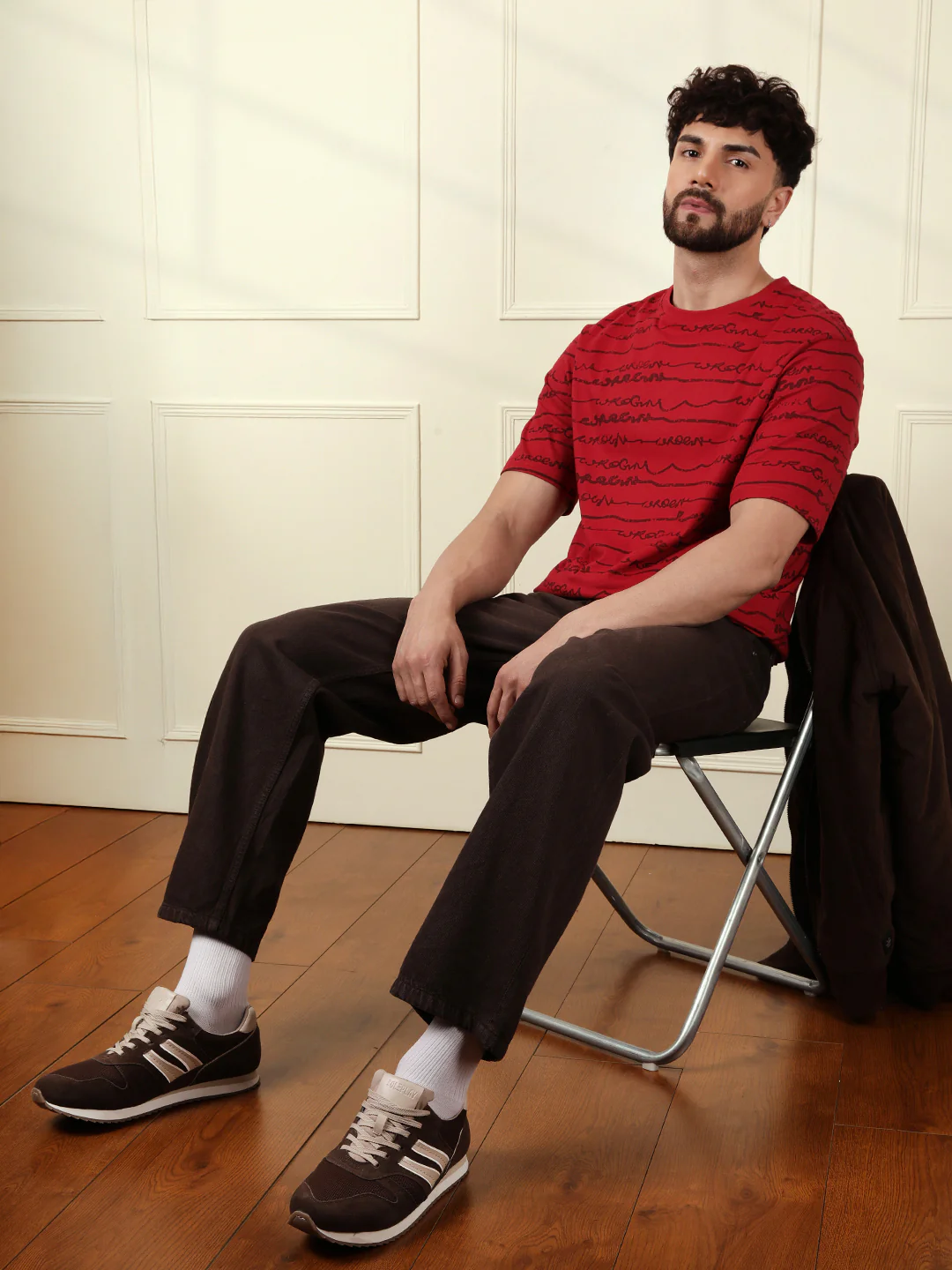 Typographic Red Crew Neck T-Shirt - Image 2