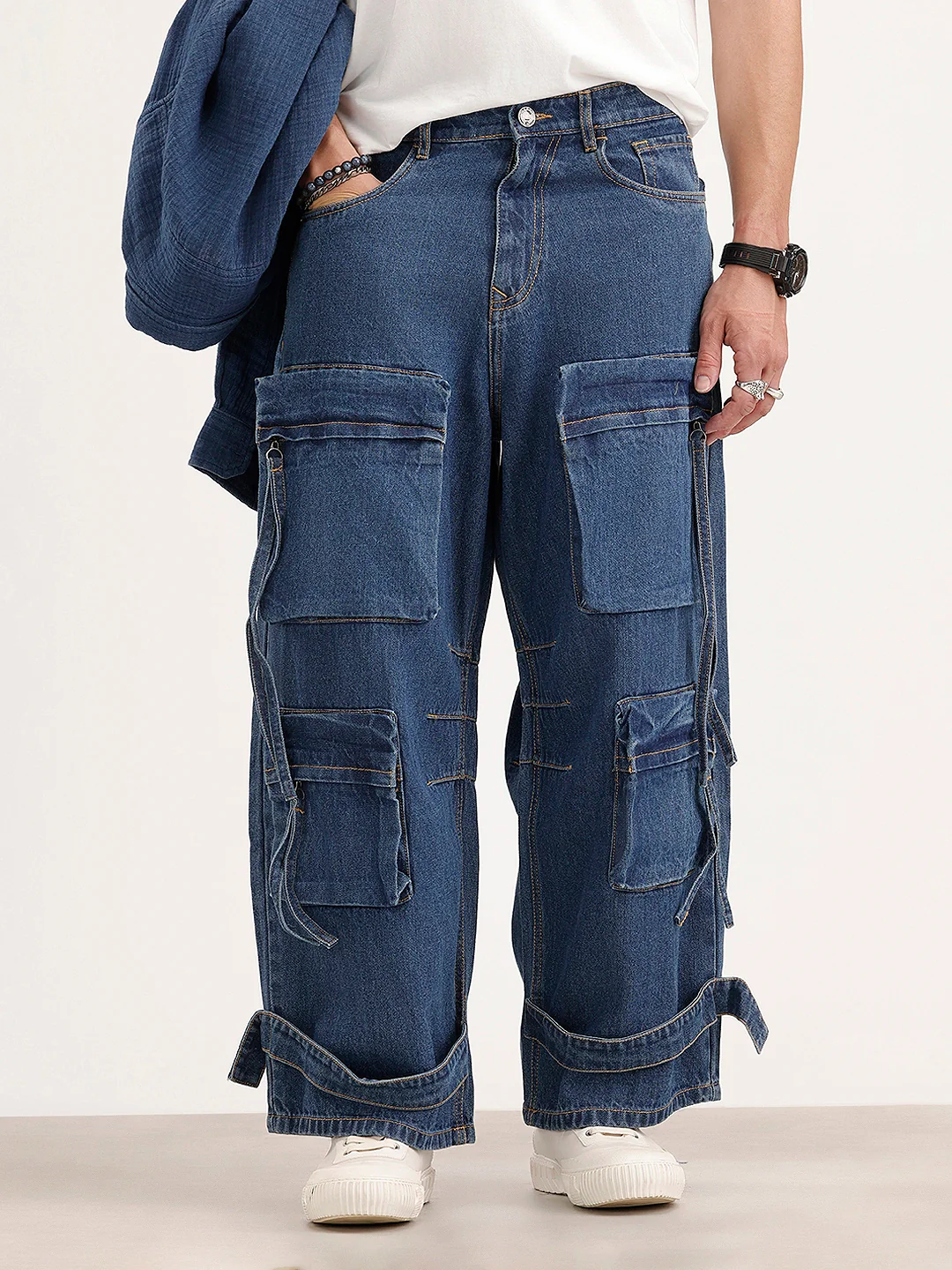 Ultra Utility Baggy Fit Cargo Denim | Navy Blue