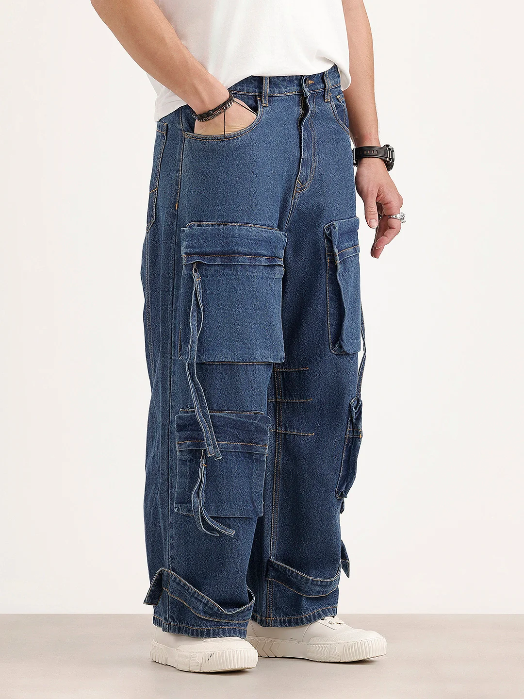 Ultra Utility Baggy Fit Cargo Denim | Navy Blue - Image 4
