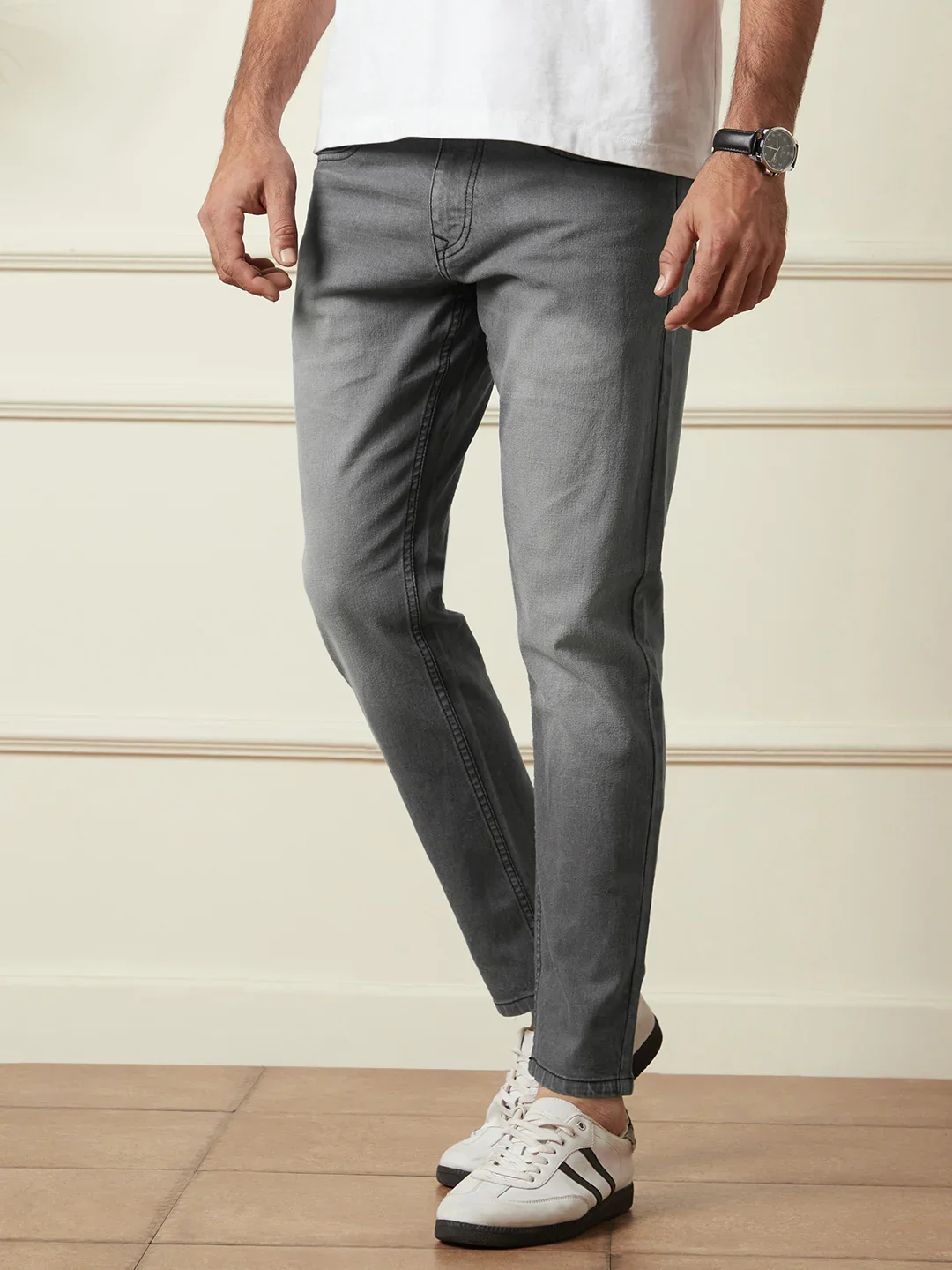 Vintage Wash Skinny Crop Jeans | Grey
