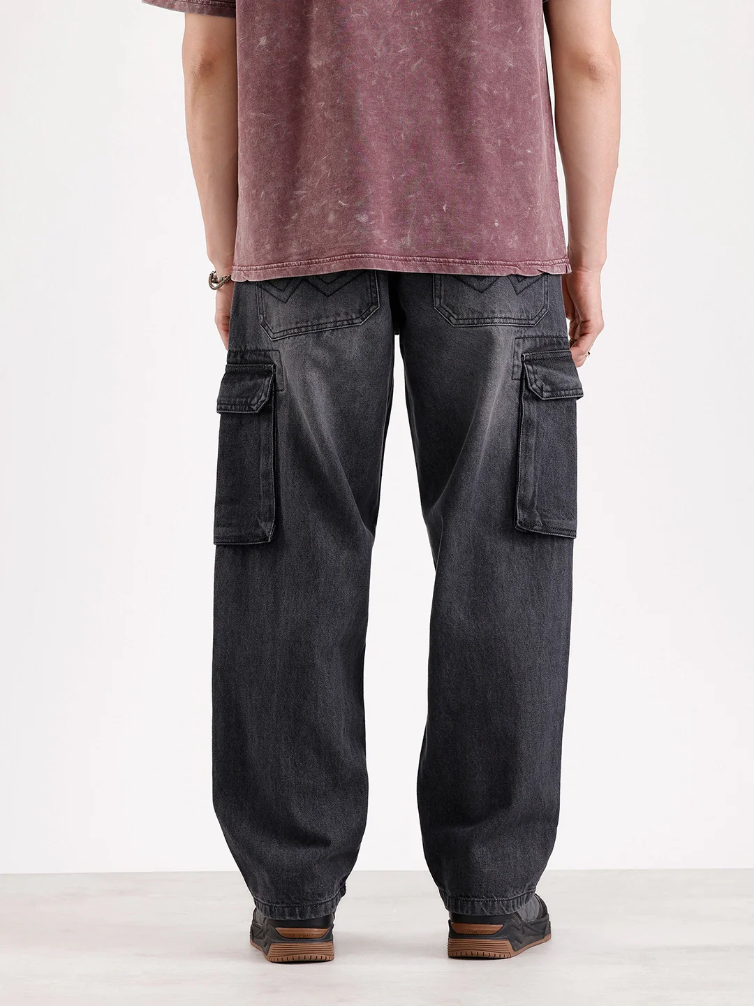 Washed Loose Fit Cargo Denim | Grey - Image 3