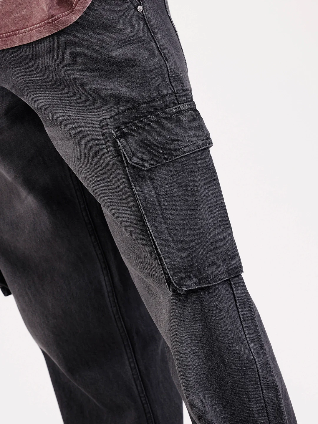 Washed Loose Fit Cargo Denim | Grey - Image 6