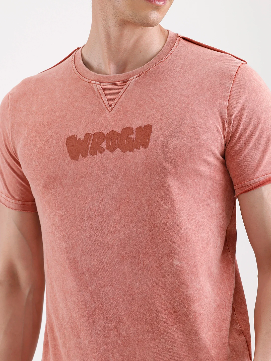 Washed Placement Printed T-Shirt | Rust - Image 5