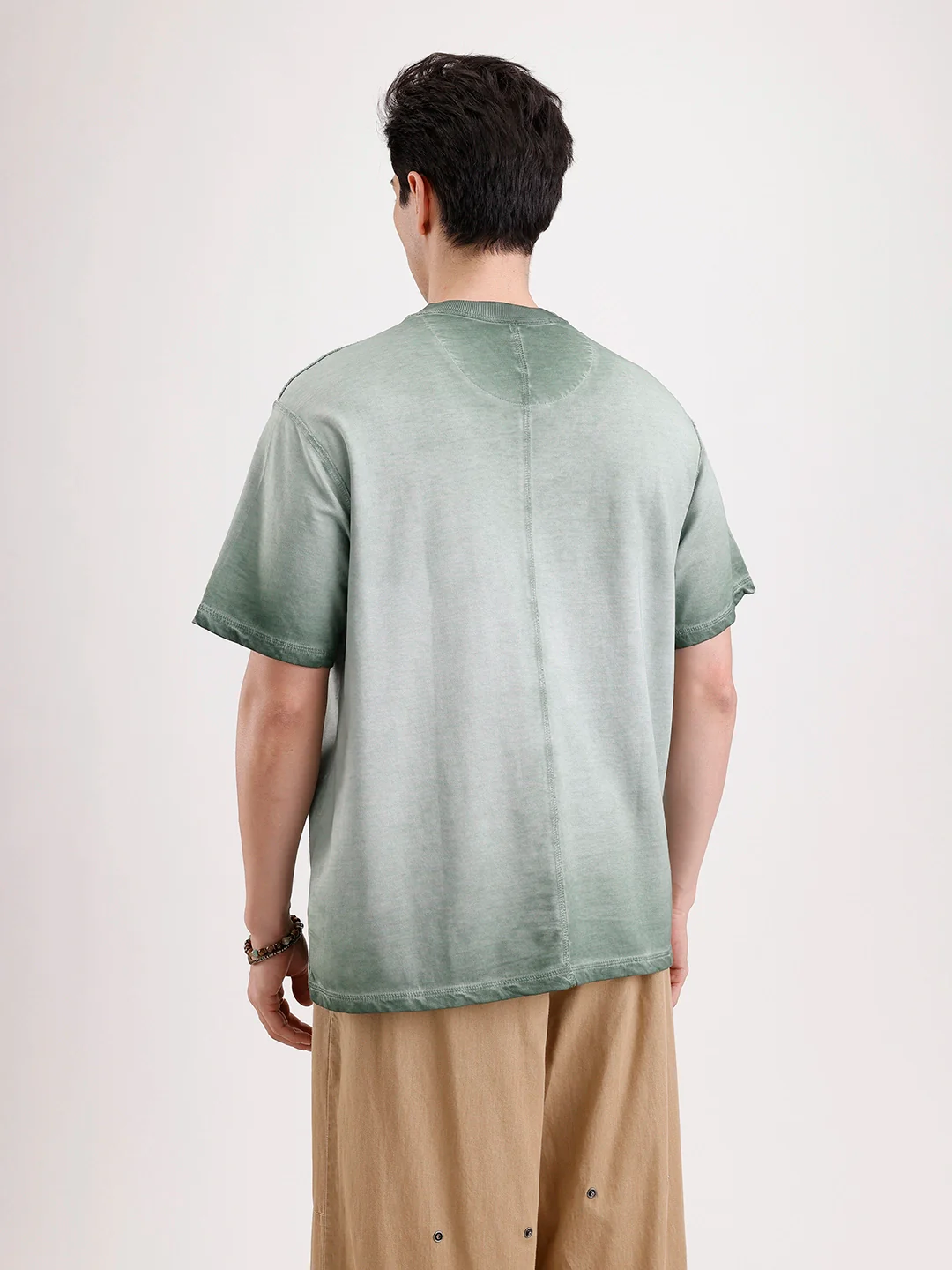 Washed Puff Printed Oversized T-Shirt | Olive - Image 3