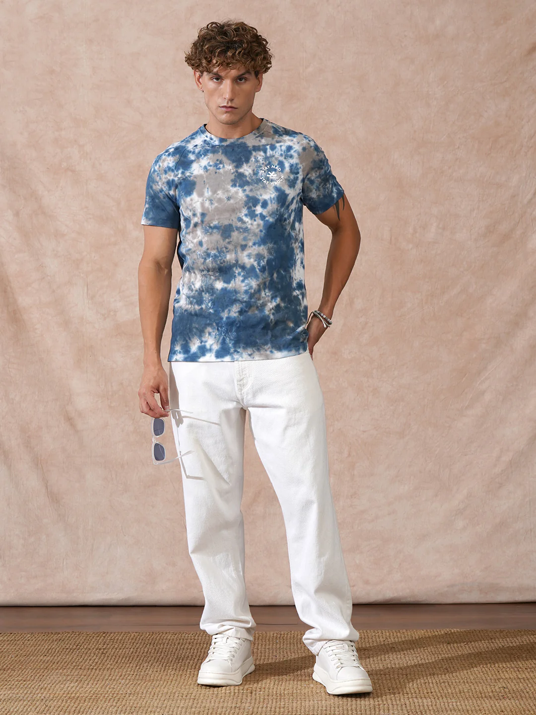 Washed Tie Dye Slim Fit T-Shirt | Blue - Image 2