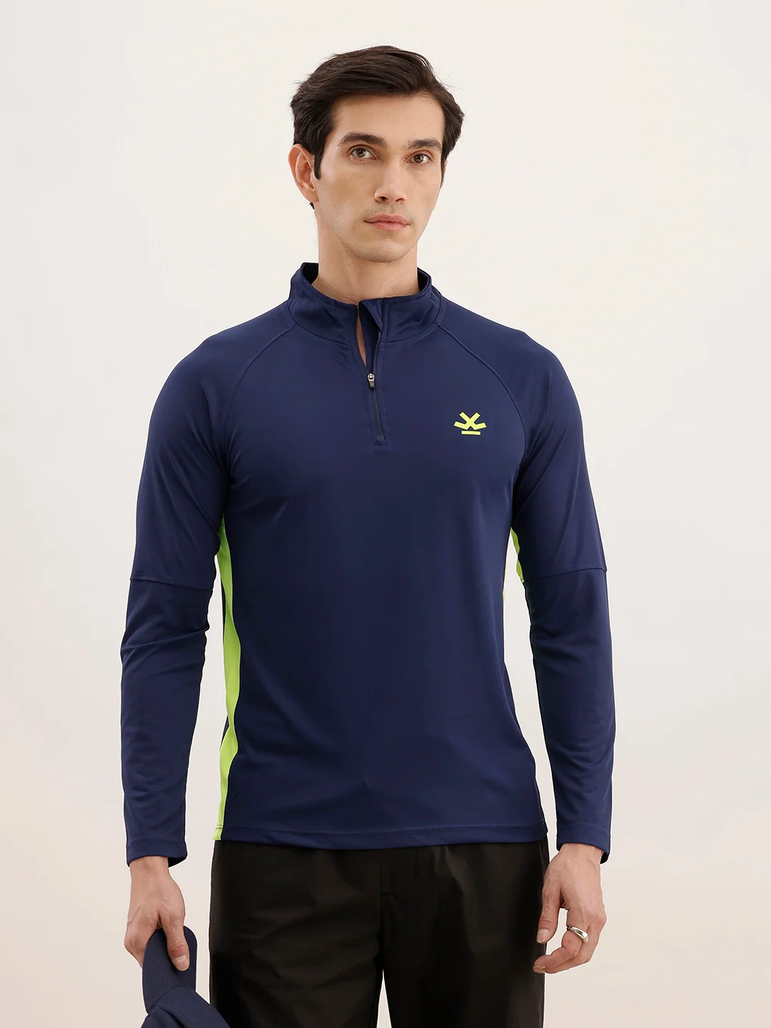 Slim Fit Full Sleeve Active T-Shirt | Navy Blue