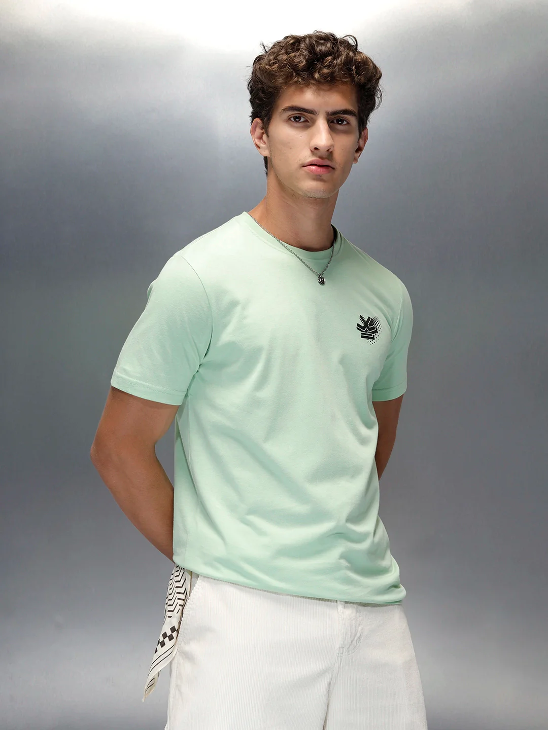 Wrogn Casual Regular Fit Graphic T-shirt | Light Green
