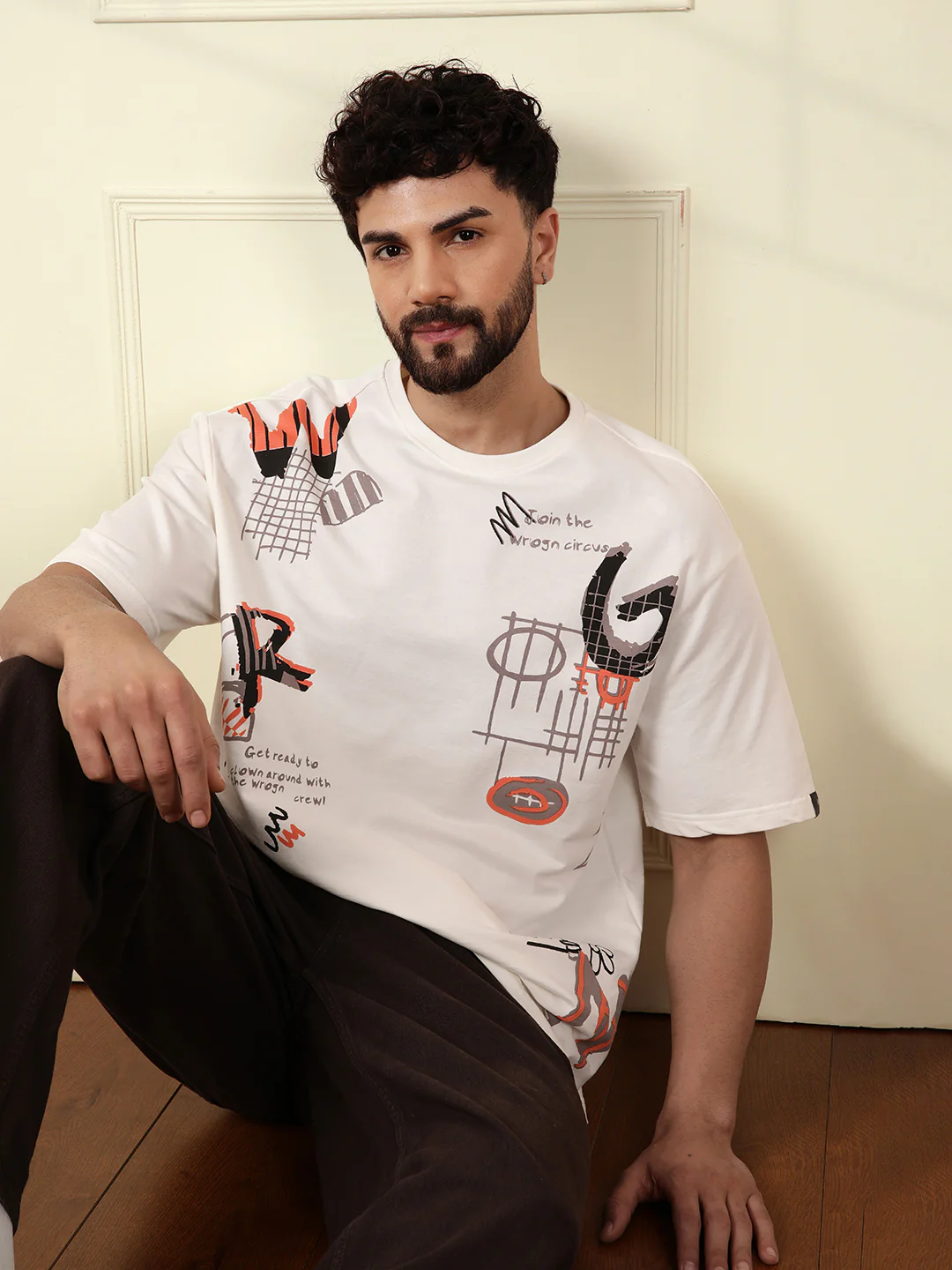 Heavy GSM Placement Print T-Shirt | Off White - Image 3