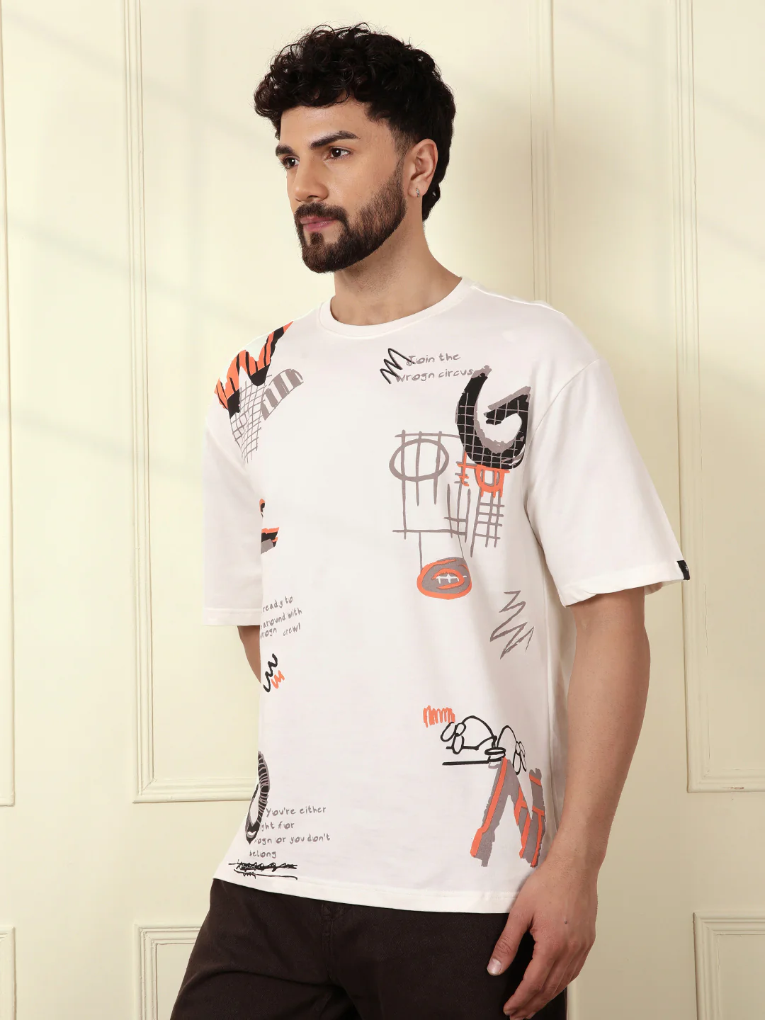 Heavy GSM Placement Print T-Shirt | Off White - Image 6