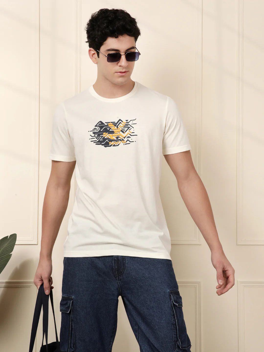 Wrogn Glitch Printed White T-Shirt